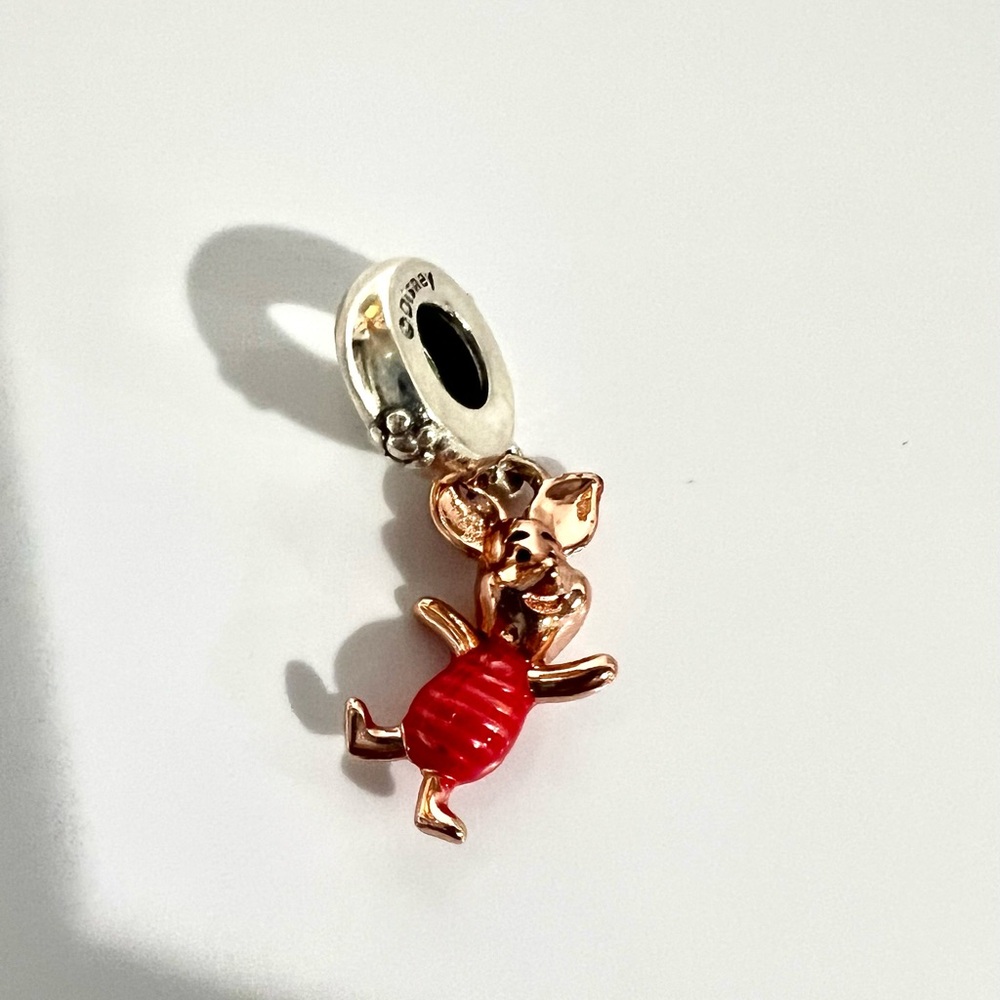 Disney Winnie the Pooh Piglet Dangle Charm, Sterling Silver, rose gold plating